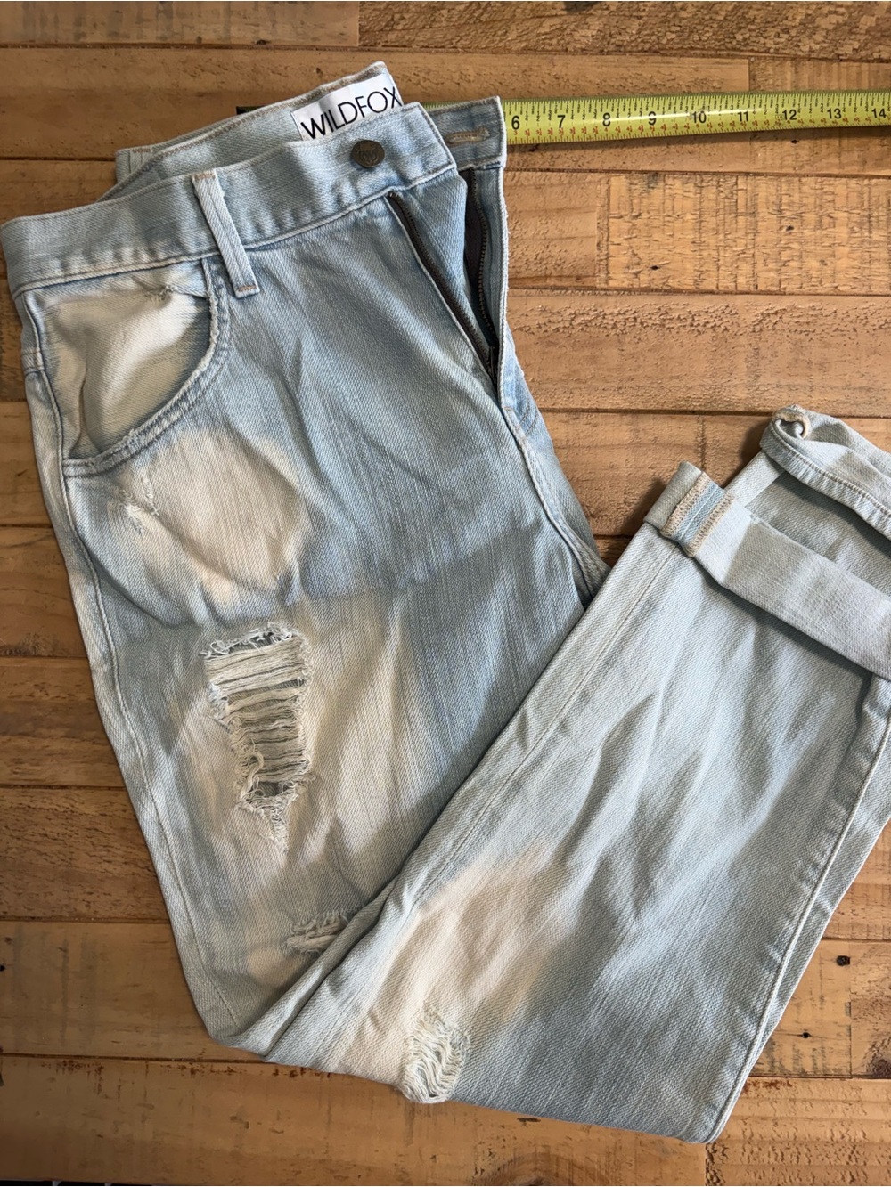 Wildfox Light Blue Slim Straight Distressed Jeans